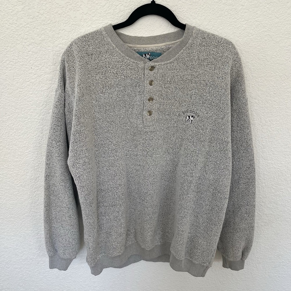 VTG Big Dogs Button Henley Pullover Sweatshirt Men's Size Large Oversized 90s